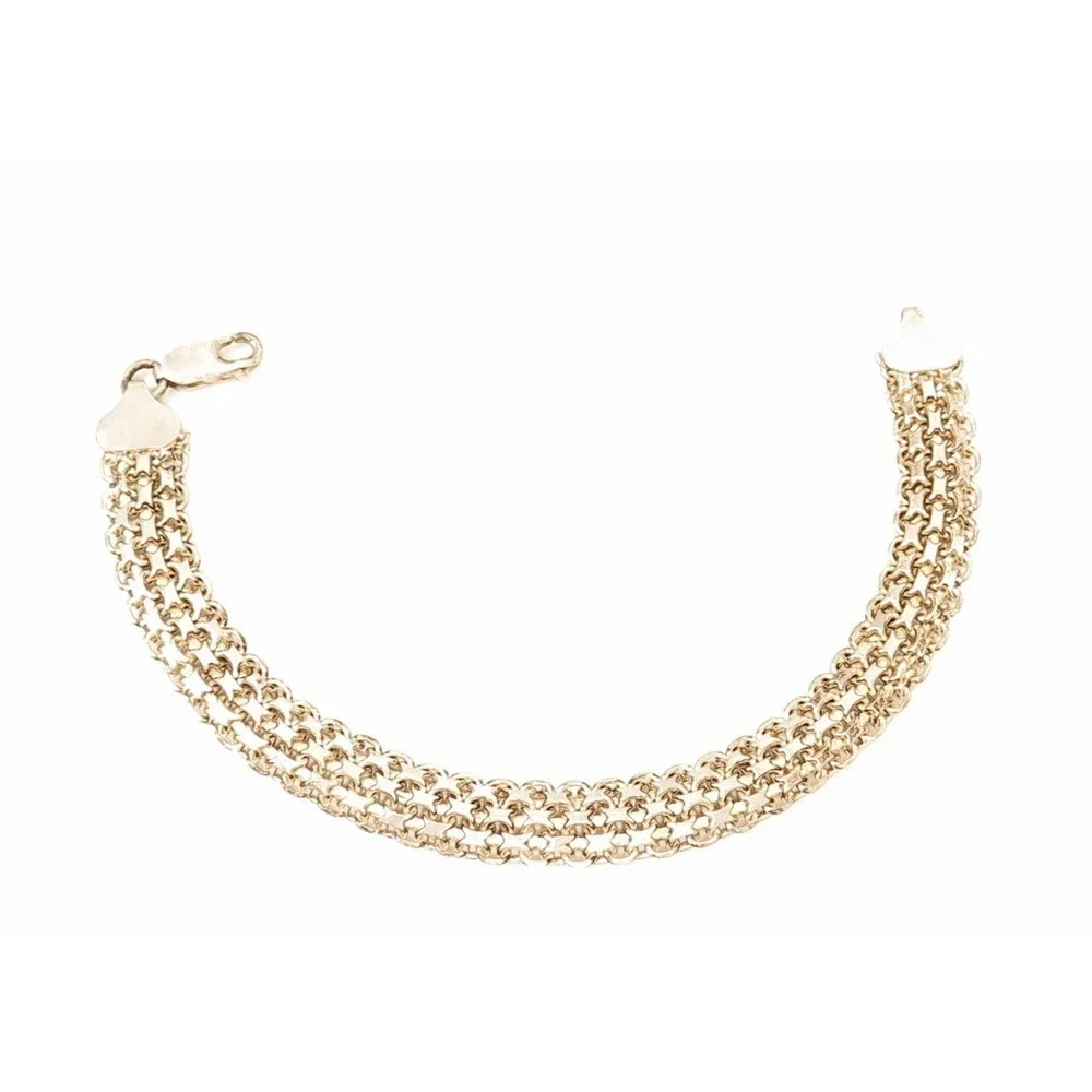 VINTAGE‎ ITAOR ITALY 925 STERLING SILVER WOVEN MULTI ROW LINK BRACELET 8 INCH